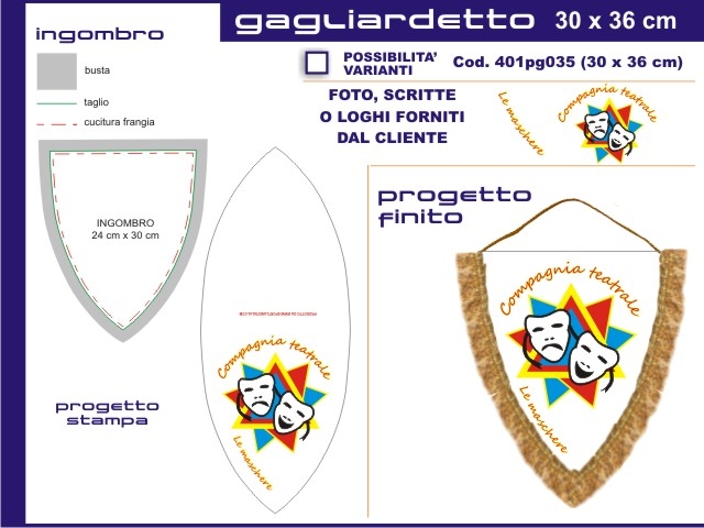 Gagliardetto Scudo Grande 30x36 cm