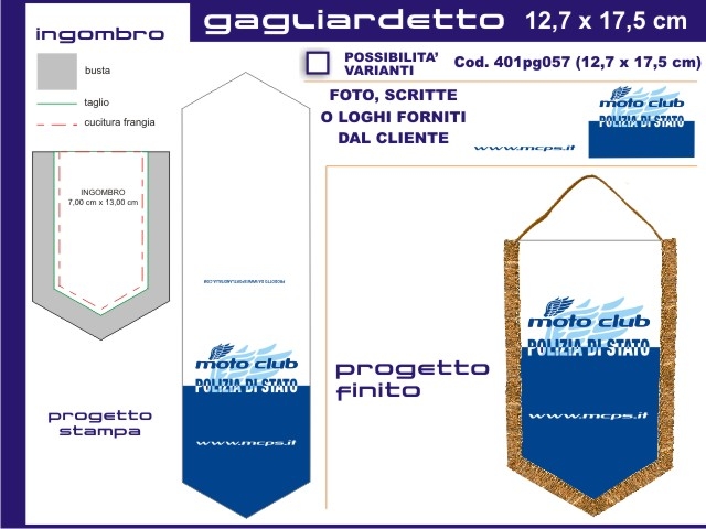 Gagliardetto Pentagonale Piccolo 12,7x17,50 cm