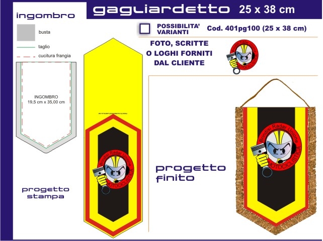 Gagliardetto Pentagonale Grande 25 x38 cm